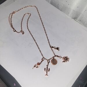 Beauty and the Beast Enchanted Charm Necklace - Faux Gold - 4 Charms